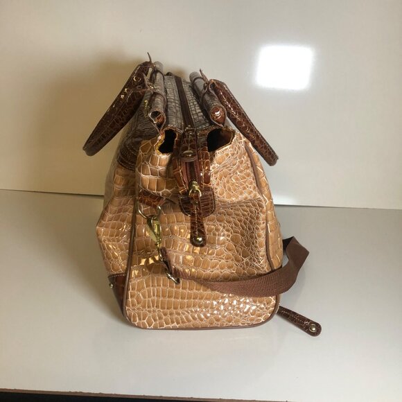 Samantha Brown Faux Crocodile Embossed Dowel Travel Tote Bag Work Weekender - Picture 7 of 9